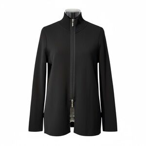 Sarah Pacini Quiet Luxury Black Knit Jacket | Full Zip Minimalist Sweater